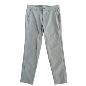 Lululemon men's light blue gray chambray color Commission Slim-Fit Pant 32 X 28